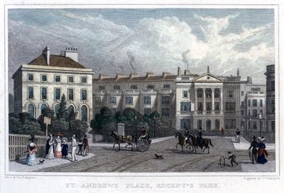 セントアンドリュースプレイス、リージェンツパーク、ロンドン、1828年。 作： William Radclyffe