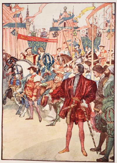 金の布地、1520年6月、メアリーマクレガー作「男の子と女の子に伝えられたフランスの物語」のイラスト、1920年 作： William Rainey