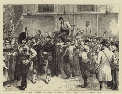 花婿を務めるスターリング城でのハイランド兵士の結婚式 作： William Ralston