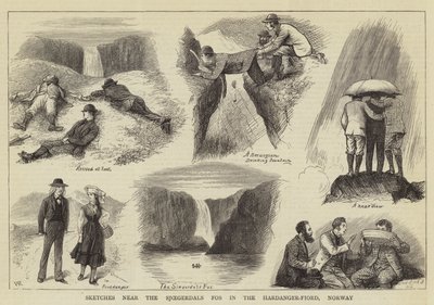 ノルウェー、ハルダンゲルフィヨルドのシェーガーダルFos近くのスケッチ 作： William Ralston