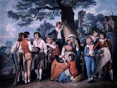 ロバート・ダンカートン（1744-c.1817）が彫った「兵士の未亡人」または「男子生徒のコレクション」は、ジェームズ・ダニエルが出版しました。 作： William Redmore (after) Bigg