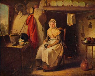 コテージインテリア、レックスデン、エセックス、1802 作： William Redmore Bigg