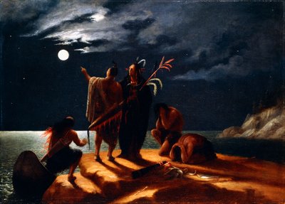 月食を経験しているインディアン、1848〜50年頃 作： William Rimmer