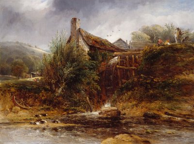 北ウェールズのオールド・ウォーター・ミル、1830-1860年。 作： William Roberts