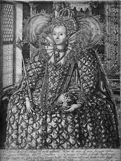 格子窓のある部屋に立っているエリザベス女王、c1592 1903 作： William Rogers