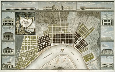 1817年のニューオーリンズの都市と郊外の計画 作： William Rollinson