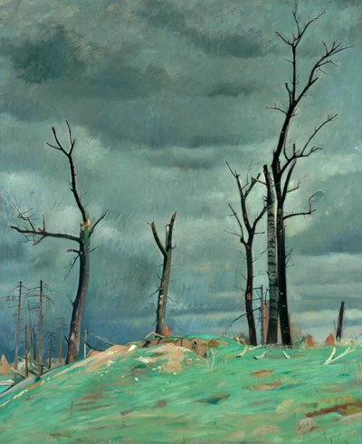 シャトー通り、ブルロン、西部戦線（キャンバスに油彩） 作： William Rothenstein