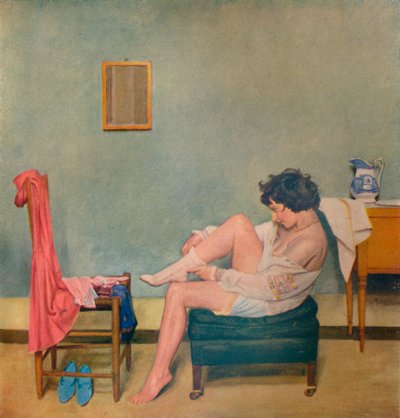 少女のドレッシング、c20世紀1933 作： William Rothenstein