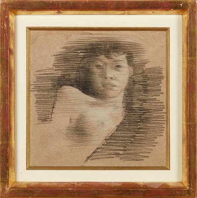 パリの少女 (クレヨンと白チョーク) 作： William Rothenstein