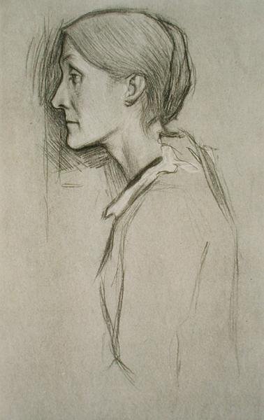 ジュリア・スティーブンの肖像（1848-95）（リソ） 作： William Rothenstein