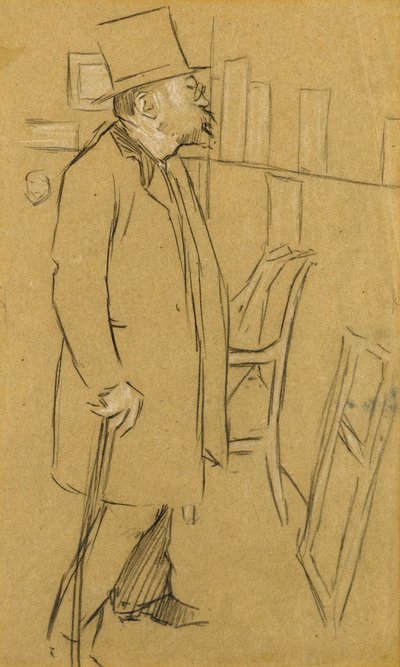 目利き - おそらくモンスの肖像画。 ジュリアン、1890年頃（紙に木炭と白チョーク） 作： William Rothenstein
