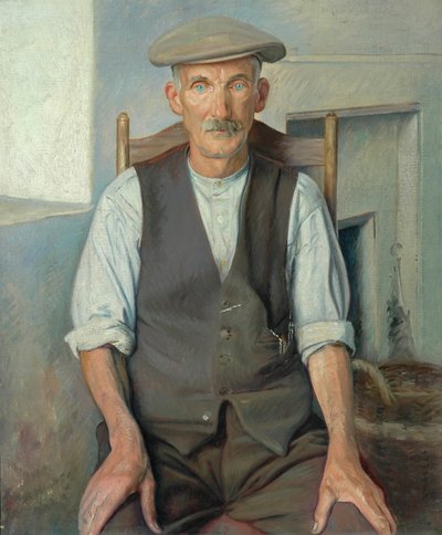 古い庭師（キャンバスに油彩） 作： William Rothenstein