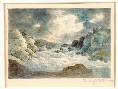 ポトマックの滝、c.1800-10（紙に鉛筆と水彩） 作： William Russell Birch