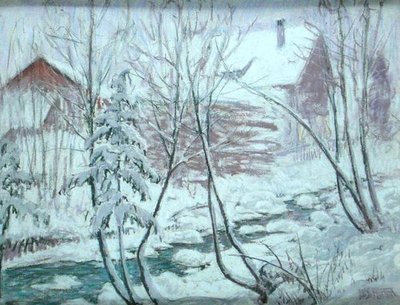 雪の中のシャレー（パステル、ボード 作： William Samuel Horton