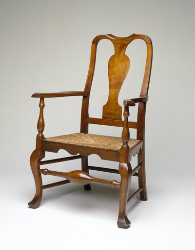アームチェア、c.1745-60（ソフトメープル、大西洋の白い杉、黄色のポプラとラッシュ） 作： William Savery