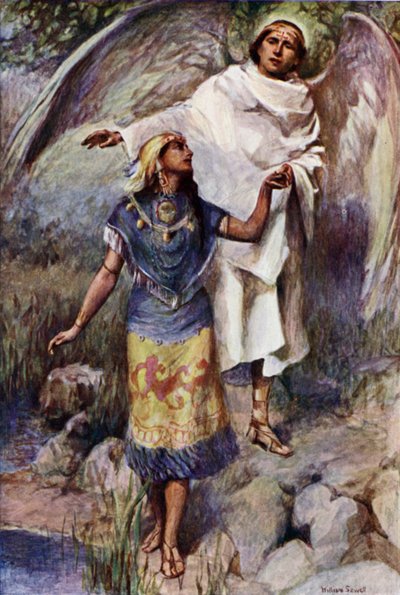 古き神々が滅びた、古代メキシコの王女が新しい信仰の到来を示している 作： William Sewell