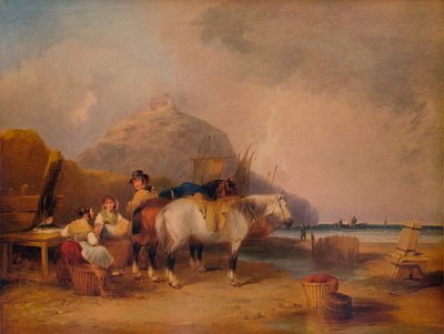 数字と馬のいる海岸シーン、c1841 作： William Shayer
