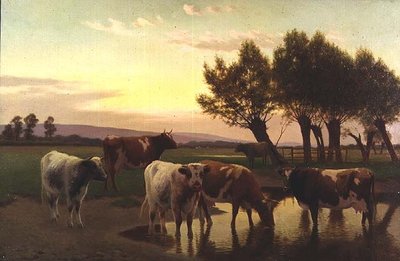 Amberleyの近くの夕方 作： William Sidney Cooper