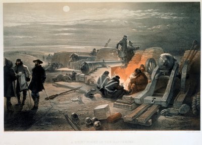 1855年、砲台の中の静かな夜。 作： William Simpson