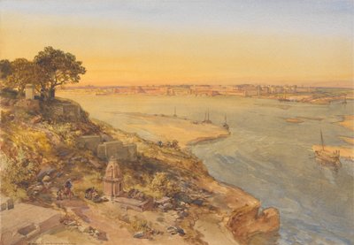 ジュムナ川右岸からのアラーバード 作： William Simpson
