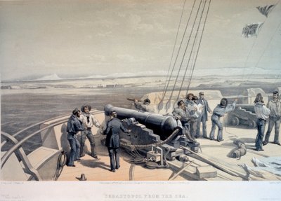 海から見たセヴァストポリ、1855年。 作： William Simpson
