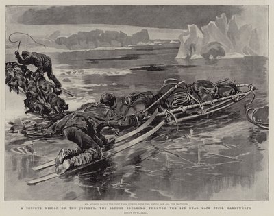 旅の深刻な災難、セシル・ハームズワース近くの氷を突き破るそり 作： William Small