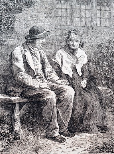 老夫婦。イギリスのイラストレーター、ウィリアム・スモール(1843-1929)によるもの。1880年（彫刻 作： William Small