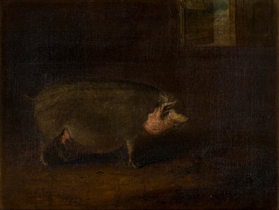 豚舎の豚、1823年頃（キャンバスに油彩） 作： William Smith