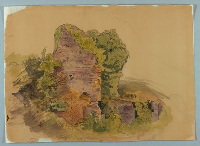 タワーベース、森の廃墟のスケッチ 作： William Stanley Haseltine