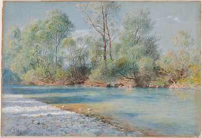 バイエルン州エンプフィクへ向かう途中のトラウンシュタイン川 作： William Stanley Haseltine