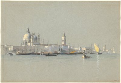 ジュデッカ運河越しに敬礼とサン マルコの鐘楼を望む 作： William Stanley Haseltine