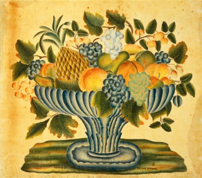 果物の鉢 1830-1840年頃 ベルベット地に水彩（定理画 作： William Stearns