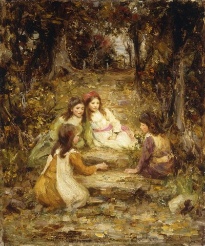 果樹園の子供たち（キャンバスに油彩） 作： William Stewart MacGeorge