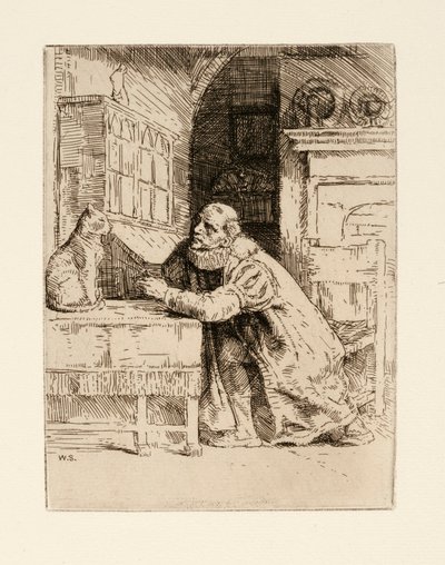 モンテーニュと猫。イラスト：イザック・ウォルトンとチャールズ・コットン（『The Compleat Agler』より 作： William Strang