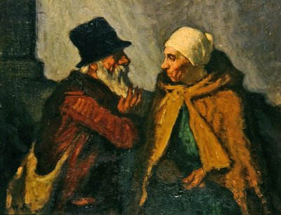 会話する老夫婦（油彩・パネル） 作： William Strang