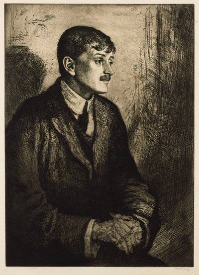 詩人ジョン・メイスフィールドの肖像 1878-1967. 作： William Strang