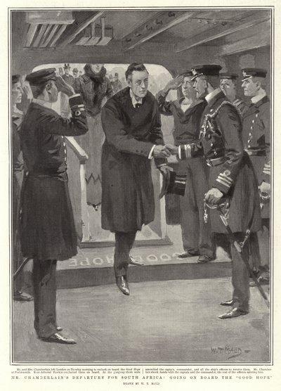 チェンバレン氏の南アフリカへの出発、グッドホープ号に乗船 作： William T. Maud