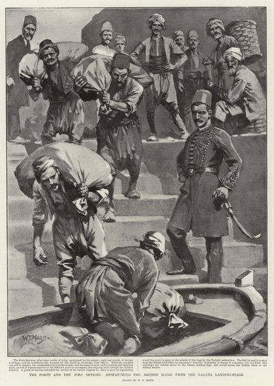 ポルタと郵便局、ガラタ船着場からイギリスの郵便物を発送 作： William T. Maud