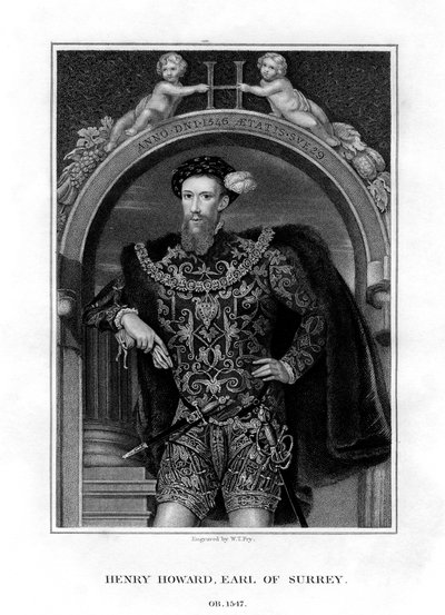 ヘンリーハワード、サリー伯、イギリスの貴族と詩人、1829年。 作： William Thomas Fry