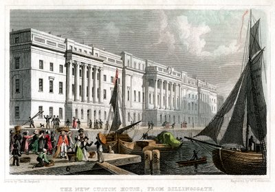 ロンドン市ビリングスゲートの新しいカスタムハウス、c1830。 作： William Tombleson