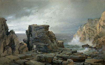 岩だらけの海岸、1877年。 作： William Trost Richards