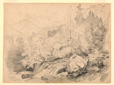 風景, シュテッヘルベルク, ラウターブルンネン, スイス 作： William Trost Richards