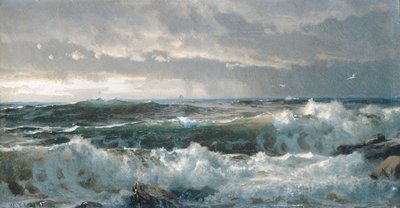 岩の上でサーフ、1890年代。 作： William Trost Richards