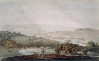 農家の種まき、川の谷、そして向こうのなだらかな丘 作： Joseph Mallord William Turner