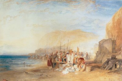 ヘイスティングス：砂浜の魚市場、早朝 作： Joseph Mallord William Turner