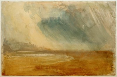 浜辺に広がる雨の雲：おそらくダンスタンブラ城の近く 作： Joseph Mallord William Turner