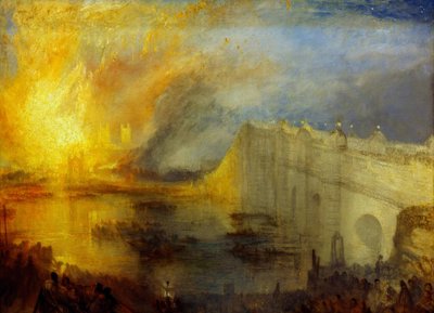 領主と庶民の家の焼却、10月16日 作： Joseph Mallord William Turner