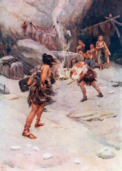 先史時代の人間、Hutchinson の History of the Nations、pub.1915 より 作： William W. (after) Collins