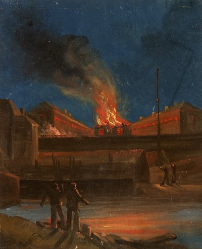 ブリストル暴動：The Gaol Burning、c.1831（紙に油彩） 作： William W. Wheatley