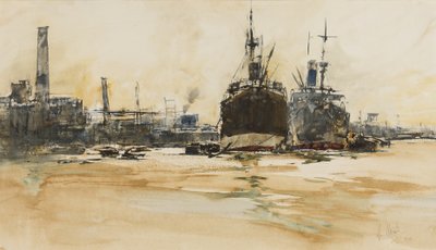 ロンドンのプール、1924年（紙にペン、ブラシ、インク、トイレ、ガッシュ） 作： William Walcot